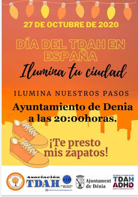 El Ajuntament de Dénia ilumina su fachada de naranja con motivo del Día del TDAH en España