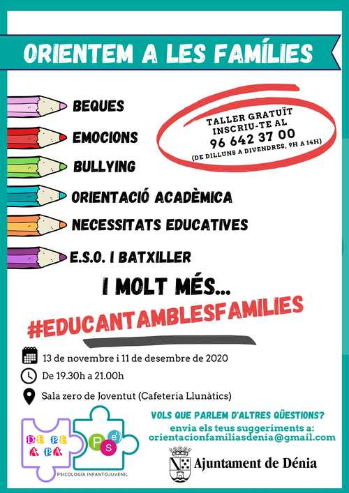 Juventud y Educación ponen en marcha unos talleres de orientación a las familias sobre temas...