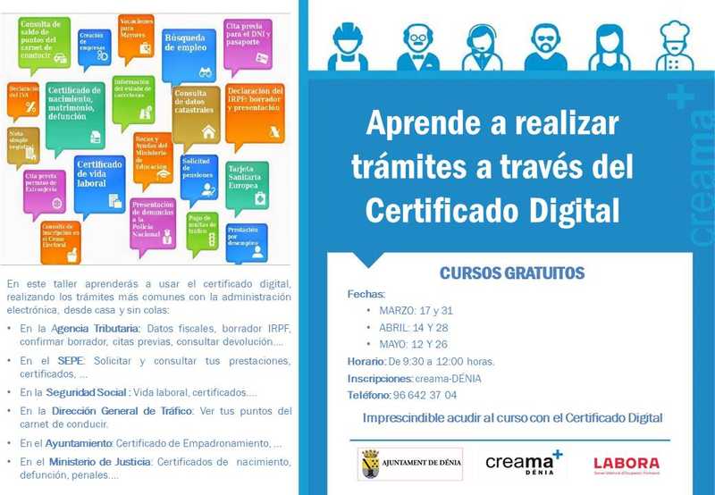  Vuelven las clases presenciales a Creama Dénia con un curso de iniciación a la informática y otro para utilizar el certificado digital 