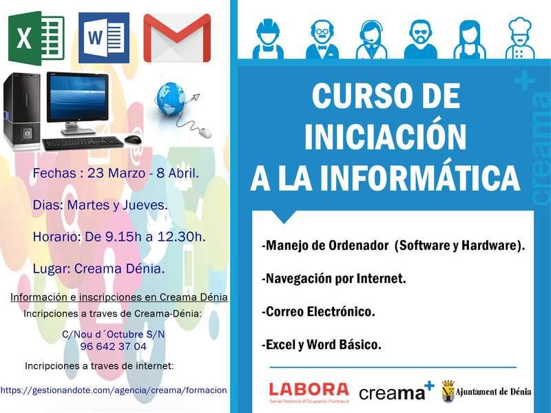 Vuelven las clases presenciales a Creama Dénia con un curso de iniciación a la informática y...