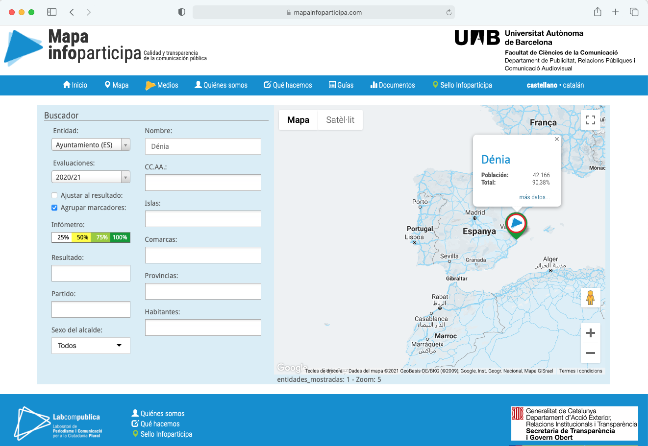 L'Ajuntament de Dénia rep el Segell Infoparticipa per complir amb el 90% dels indicadors...