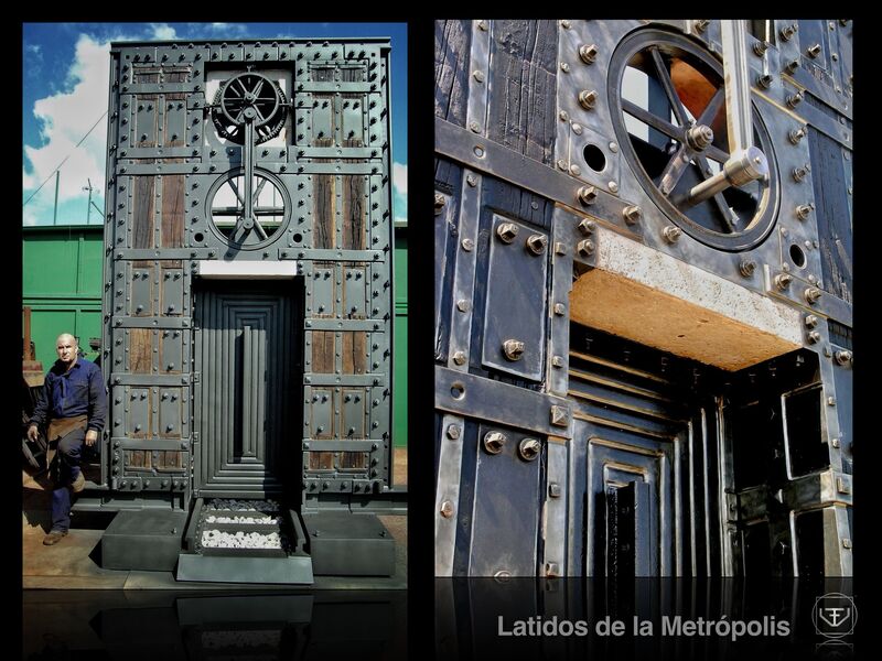 Una escultura de Viktor Ferrando creada con materiales del ferrocarril de La Marina presidir...