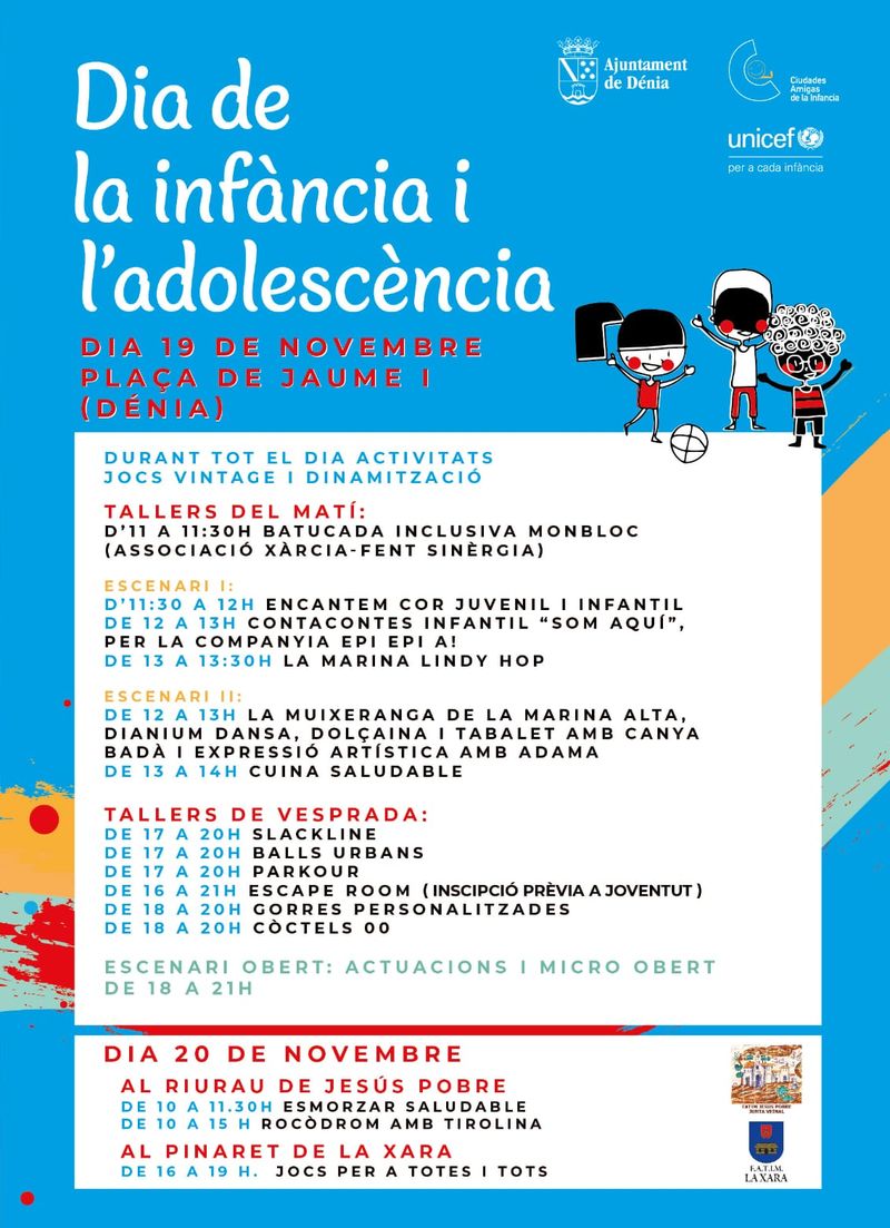 Música, talleres, bailes y animación para festejar el Día de la Infancia en Dénia