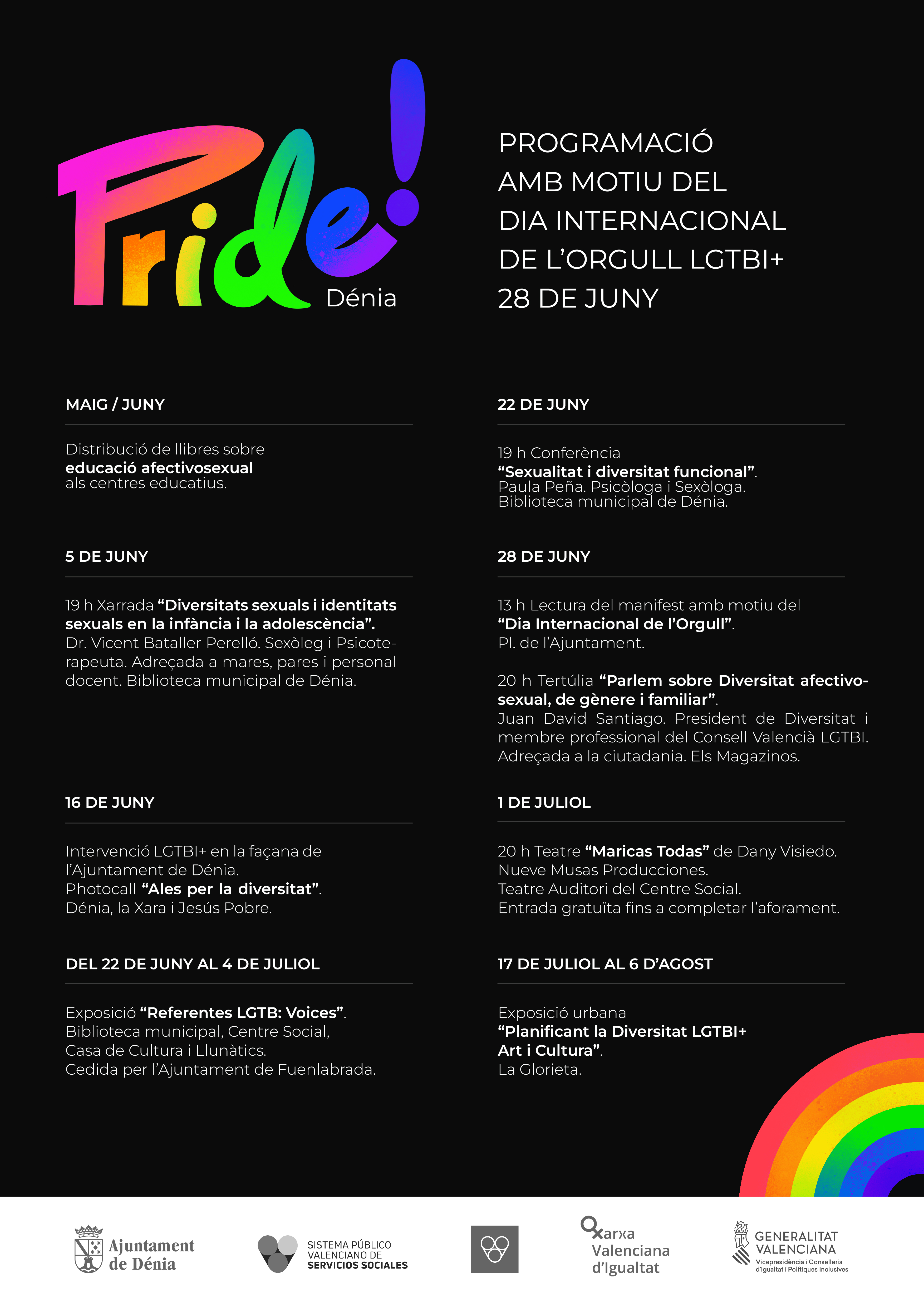 Dénia presenta la programación para la celebración del Orgullo LGTBI+