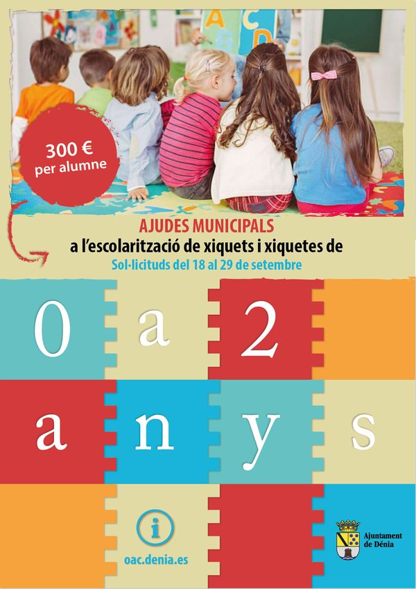  Las ayudas para la escolarización del alumnado de 0 a 2 años se podrán solicitar desde el 18 de septiembre 