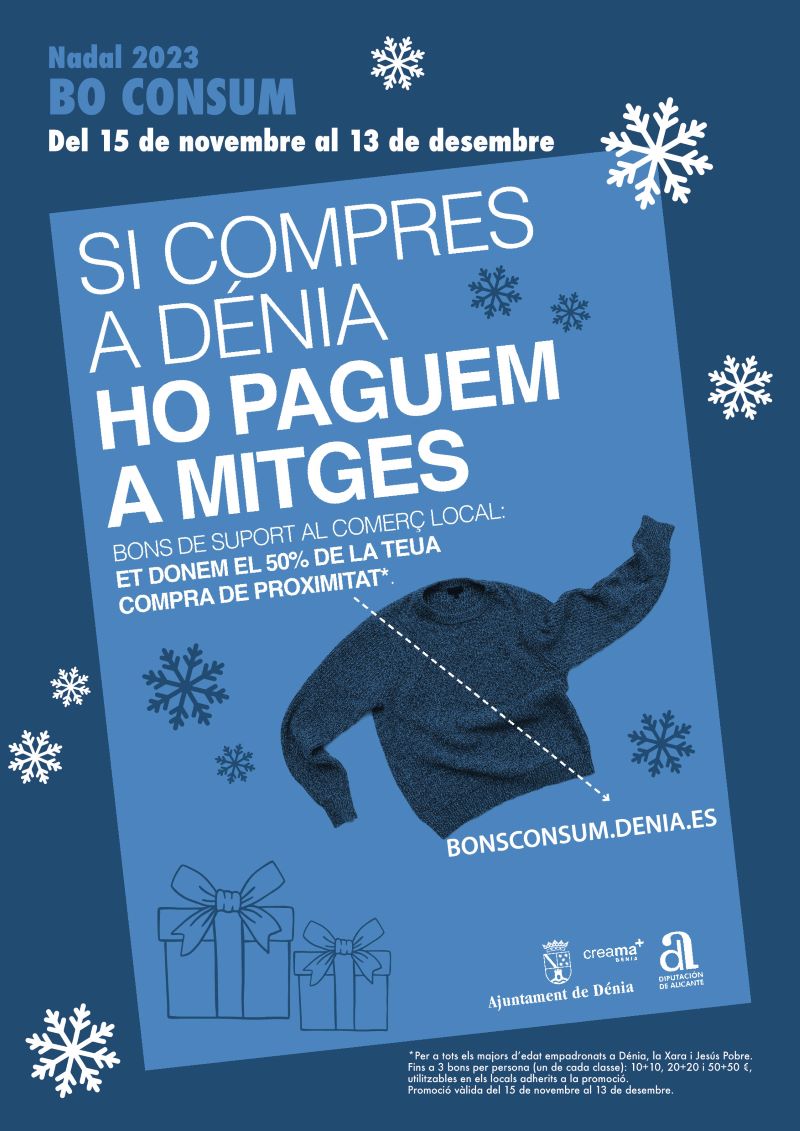 La campaña “Bono consumo Navidad” organizada por el Ajuntament de Dénia comienza el 15 de no...