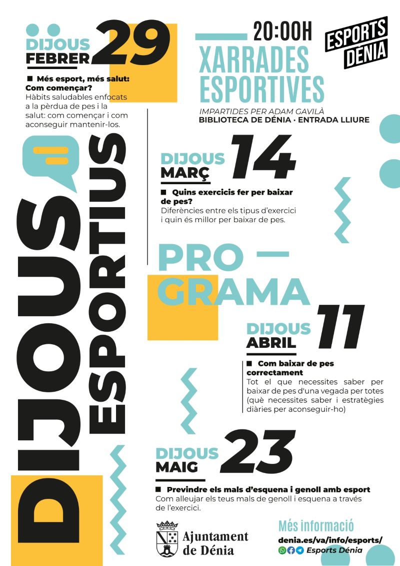 Dénia organitza un cicle de xarrades sobre hàbits i estils de vida saludables