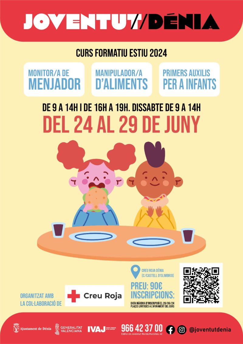 Cruz Roja y el Ajuntament de Dénia organizan un curso de monitores de comedor escolar dirigi...