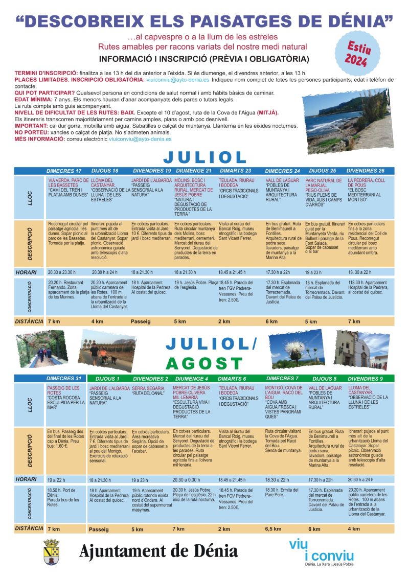 Tornen les rutes ambientals “Descobrir els paisatges de Dénia” al juliol i agost