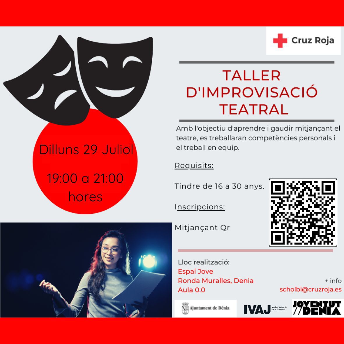 Joventut i Creu Roja Dénia organitzen un taller d’improvisació teatral
