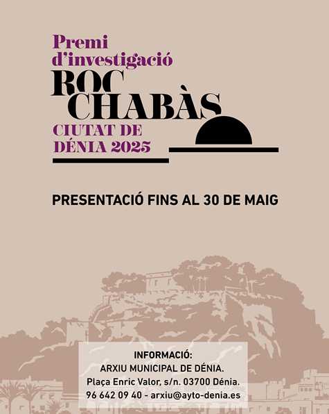 L’Ajuntament de Dénia convoca el Premi d’investigació Roc Chabàs Ciutat de Dénia 2025
