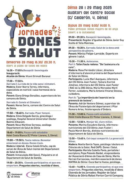  Dénia organiza las jornadas “Mujeres y Salud” con un enfoque de género y atención especial a las mujeres mayores y cuidadoras 