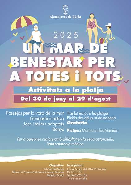  El Ajuntament de Dénia organiza el programa actividades gratuitas en la playa para personas mayores “Un mar de bienestar” 
