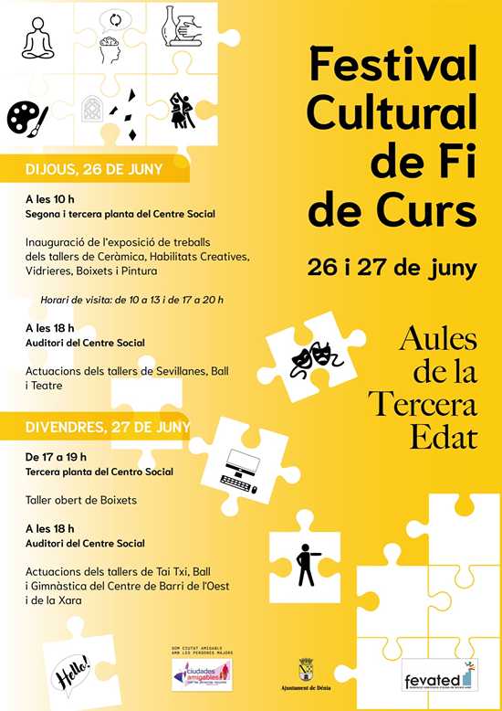  Las Aulas de la Tercera Edad de Dénia despiden el curso con un festival cultural en el Centro Social 