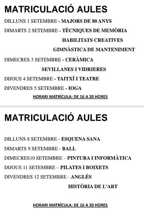  Las Aulas de la Tercera Edad aumentan el número de plazas y talleres para el curso 2025/2026 