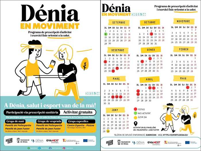  Vuelven los programas “Dénia en Moviment” y “Dénia Camina” con novedades y más plazas para el curso 2025-2026 