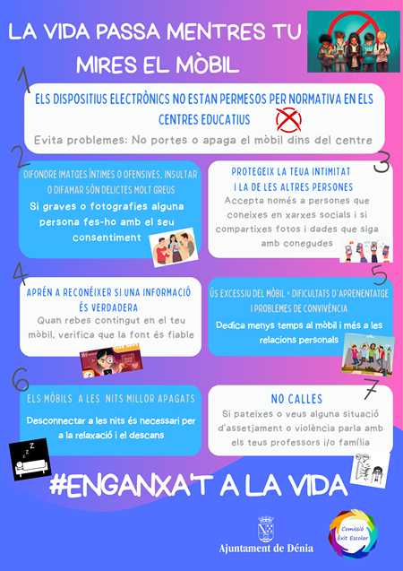  La Comisión de Éxito Escolar crea un protocolo unificado sobre el uso del móvil en los centros escolares de Dénia, La Xara y Jesús Pobre 