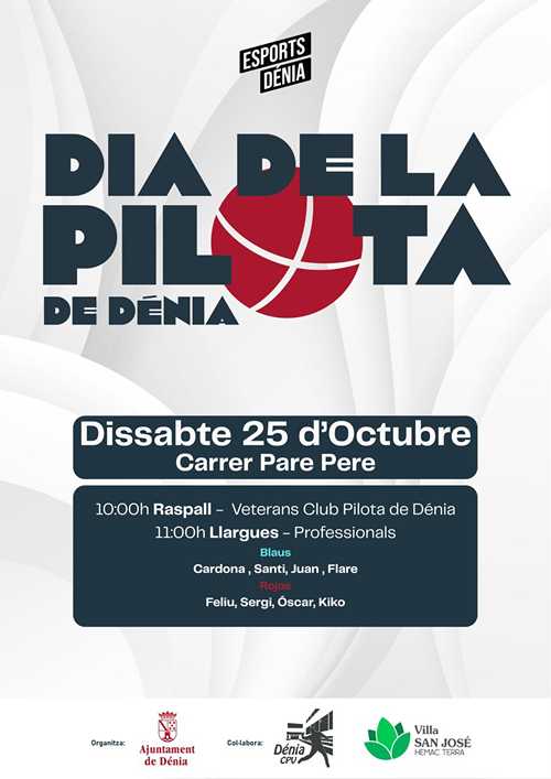  Dénia vivirá un fin de semana lleno de tradición deportiva con la celebración del Día de la Pilota y la presentación de las Escuelas Deportivas Municipales 