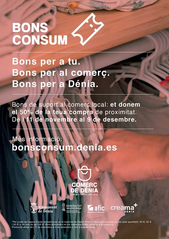  Dénia insta a la Diputación a reactivar la financiación de los Bonos Consumo ante la elevada demanda y el esfuerzo municipal para mantener la campaña 