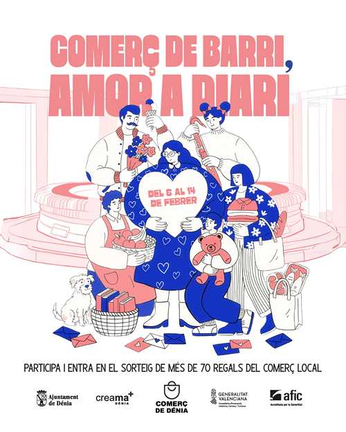  “Comercio de barrio, amor a diario”, la campaña de San Valentín que llena Dénia de regalos y compras con corazón 