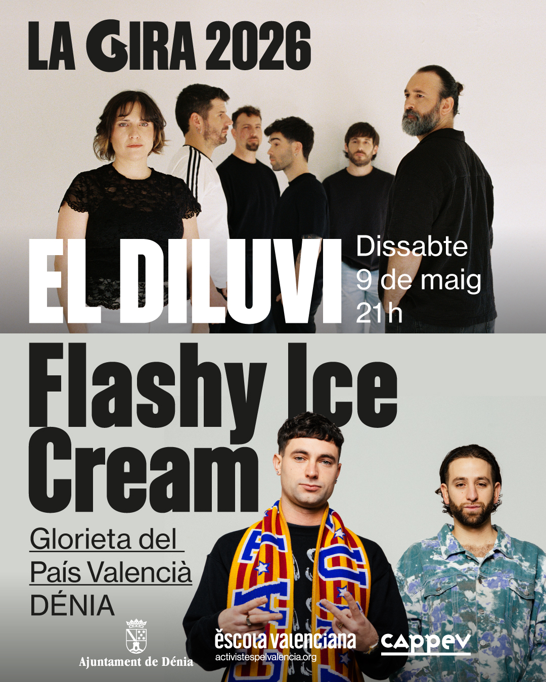 El Diluvi y Flashy Ice Cream actuarán en Dénia el 9 de mayo dentro de 'La Gira' de Les Trobades 