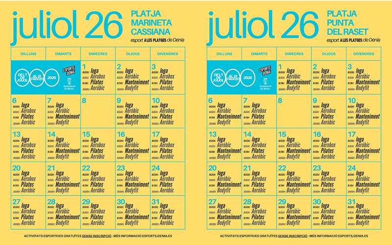  Las actividades deportivas gratuitas en las playas de la Marineta Cassiana y Punta del Raset empiezan el 1 de julio 