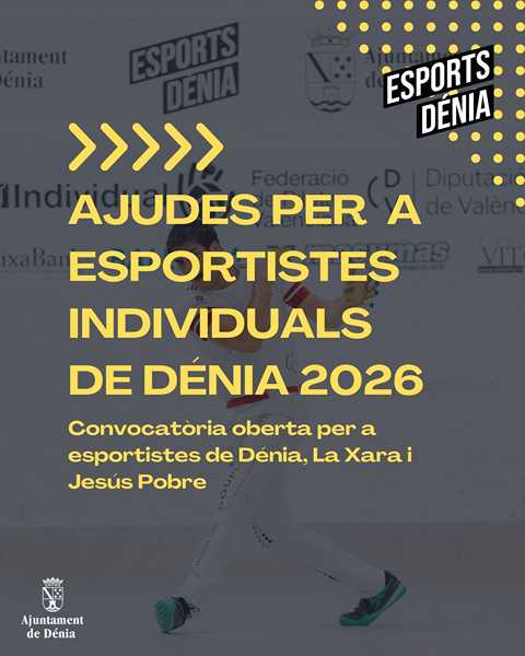 Dénia convoca les beques individuals per a joves esportistes de l’any 2026