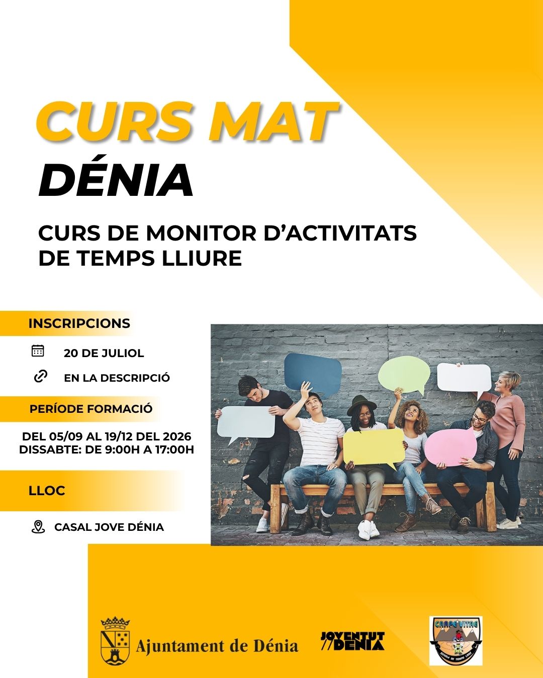 Dénia obri les inscripcions per a la nova edició del Curs Oficial de Monitor d’Activitats de...
