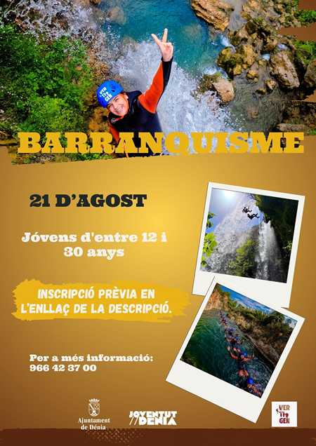 Juventud Dénia organiza una actividad gratuita de barranquismo para participantes de 12 a 30...
