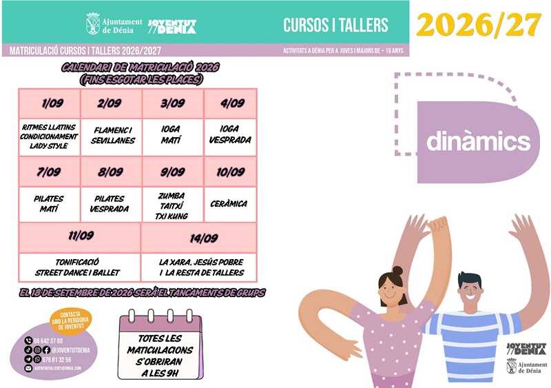 Dénia presenta la oferta de cursos de Llunàtics y Dinàmics para el curso 2026/2027
