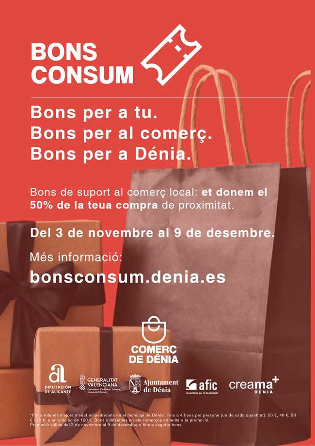  Vuelven los Bonos Consumo a Dénia para incentivar las compras en el comercio local 